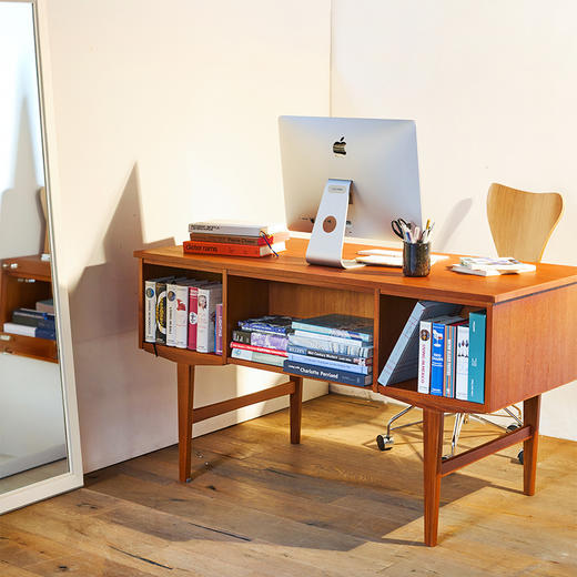 伽罗 JALO MCM风格柚木双面写字桌-下单后70个工作日内发货 商品图2
