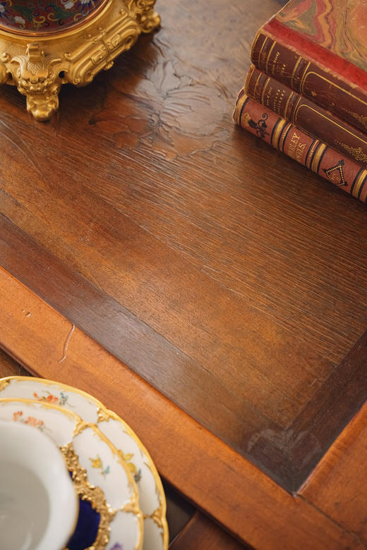 独角鹿西洋古董20世纪初法国出品花卉主题细木镶嵌卷叶纹硬木镂雕装饰嵌套桌几四件套 商品图5