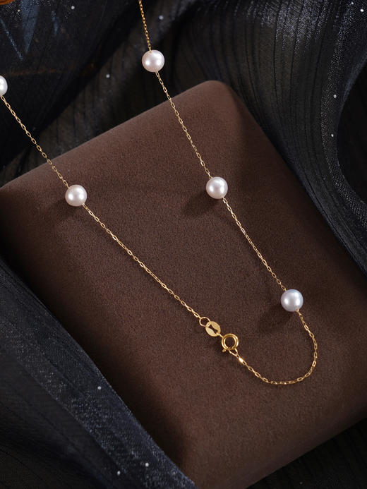 子佩集【星河之恋】G18K珍珠惜王妃项链【MLKJXL004】4.9mm珠偏粉白镀金多珠2601 商品图5