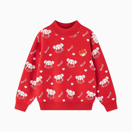 【秒2】【MQD】女童冬季新年童趣图案柔软舒适半高领针织衫 商品图6