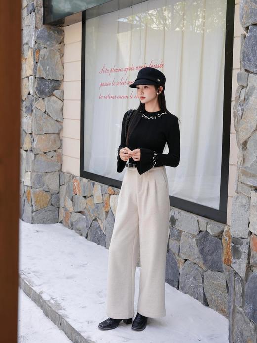 澳洲进口美利奴羊毛混混纺抗起球BC同款重工手工钉珠羊毛衫 商品图8