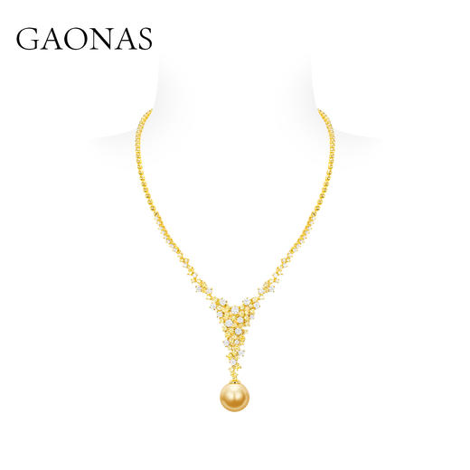 GAONAS  璀璨华丽金色珠贵气Y字项链11861XGO 商品图2