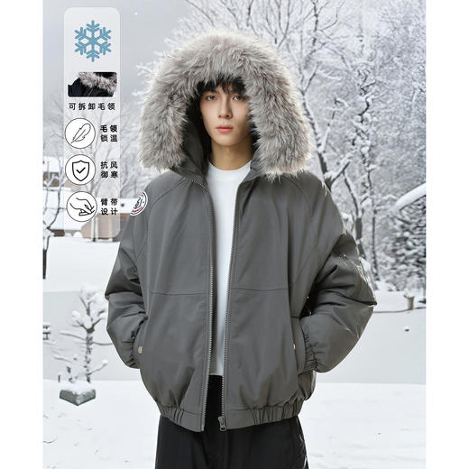 【YW】无忧购“清仓福利”户外男款防泼水保暖连帽棉服可拆卸毛领棉衣派克服MD5163（截单后3-5天发货） 商品图0