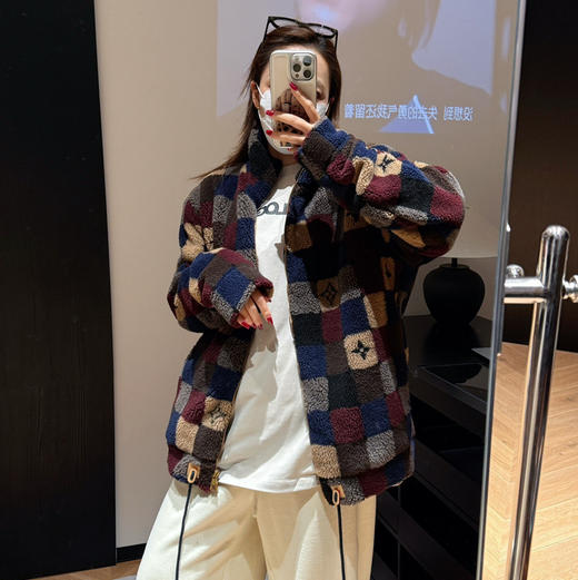 𝟐𝟔春款老花方块羊羔毛外套011307 商品图0