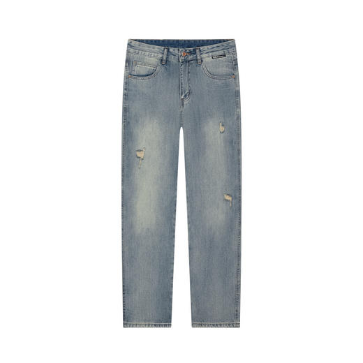 GXG男装秋季时尚潮流破洞款男式百搭牛仔休闲直筒长裤K&C 商品图5