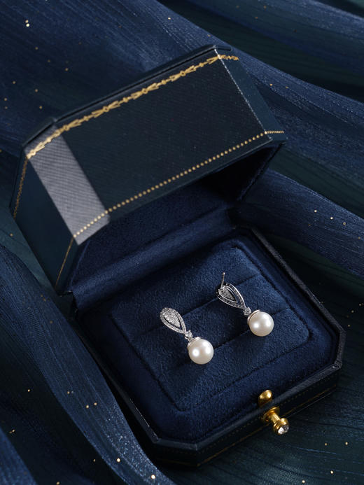 子佩集【高光时刻】银S925珍珠惜王妃耳钉【E3391】7.5mm珠双色水滴2601 商品图4