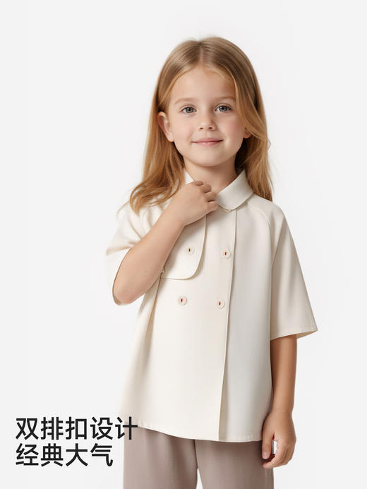 【高定系列】英氏儿童外套女童长袖公主外套春夏新款洋气米白外套YRWBJ1S039A 商品图3