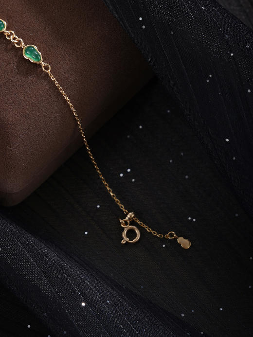 子佩集【福禄攸同】银S925珍珠惜王妃手链【MLSL007】8.4mm珠镀金葫芦绿玉髓2601 商品图4