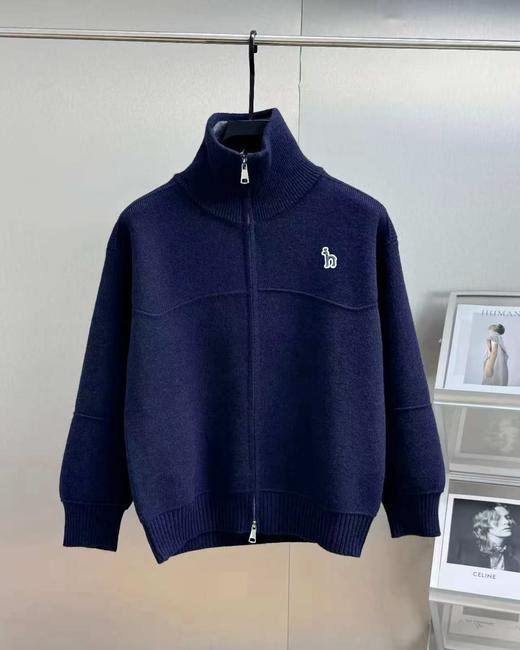 *哈吉嘶2026新品春秋拼色立领半拉链开衫休闲毛衣 商品图1