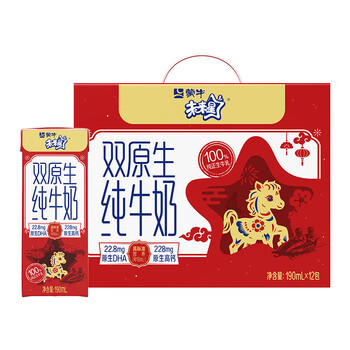 蒙牛未来星双原生DHA成长儿童奶高钙纯牛奶190ml*12盒 送礼盒装 商品图4