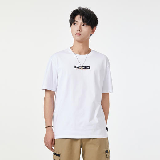 GXG男装夏季简约字母印花男士日常百搭休闲圆领纯棉短袖t恤K&C 商品图2