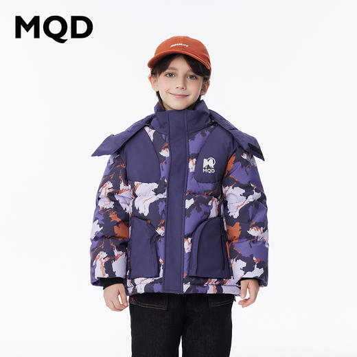 【秒1】【MQD】男童潮酷迷彩花版保暖舒适连帽羽绒服 商品图1