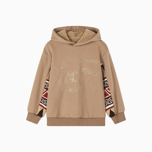 【秒3】【MQD】男童冬季拼接复古学院蓄暖舒适连帽卫衣 商品图4