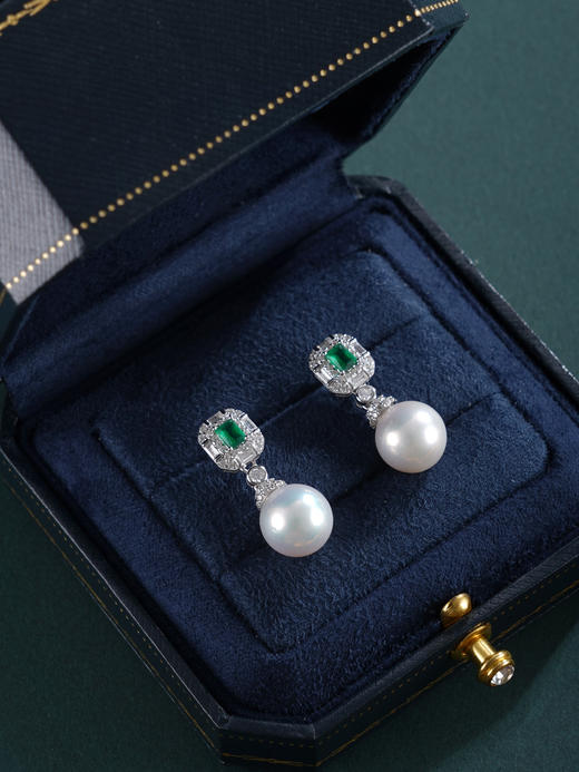 子佩集【闪耀人生】银S925珍珠惜王妃耳钉【E4007-1】10mm珠双色绿方块2601 商品图12