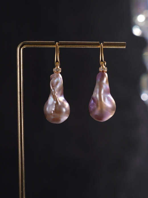 子佩集【潮汐旋律】银S925珍珠惜王妃耳环【W7532】12*20mm珠双色巴洛克彩2601 商品图6