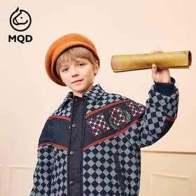 【秒1】【MQD】男童冬季经典格纹加厚牛仔夹棉外套