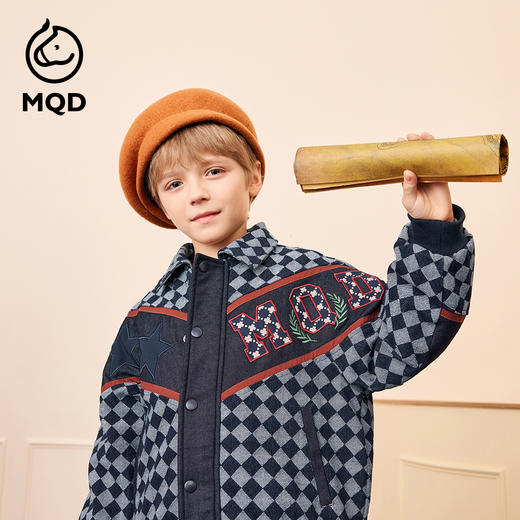 【秒1】【MQD】男童冬季经典格纹加厚牛仔夹棉外套 商品图0