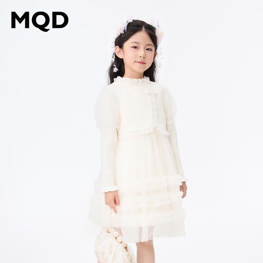 【秒2】【MQD】女童国风优雅小香风网纱长袖连衣裙 商品图3