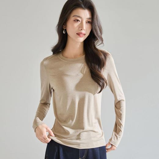 「高货sh」全新升级【铂金会员146/天猫189/差价43】(04536)洛诗琳天丝羊毛打底衫2026春季新款正肩显瘦弹力打底上衣 商品图2