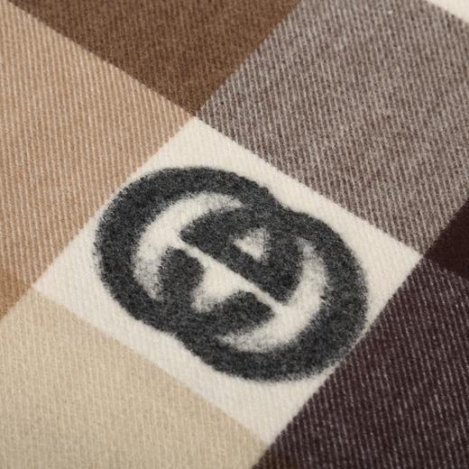 古驰流苏保暖时尚围巾，GG苏格兰格纹羊毛提花围巾 商品图5