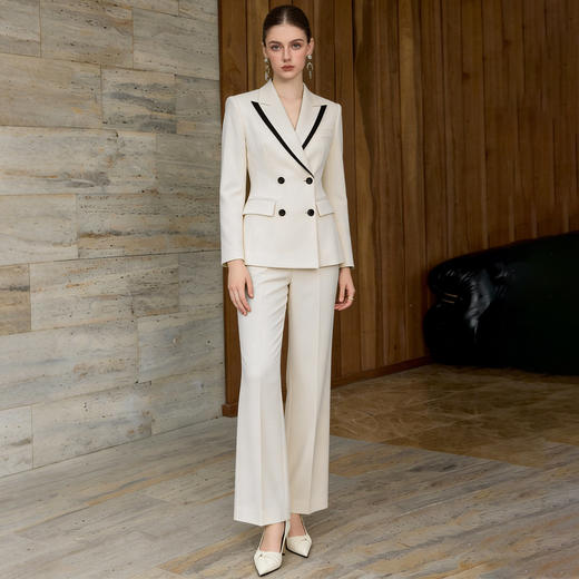 IWY/气质英伦风双排扣杏色西装套装女高级感时尚通勤职业装正装WCP380 商品图1