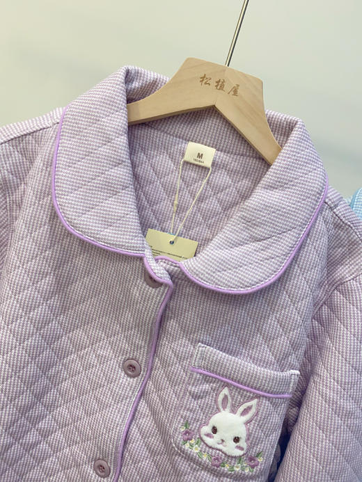 松植屋《萌小兔》女款空气棉加厚套装冬季空气层夹棉睡衣家居服 商品图2