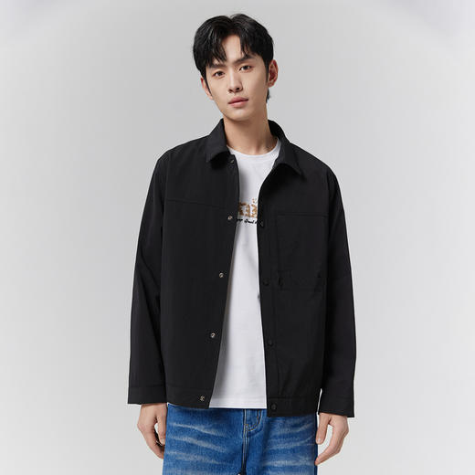 GXG男装【立体提花】25春季时尚简约休闲舒适百搭男式翻领夹克K&C 商品图1