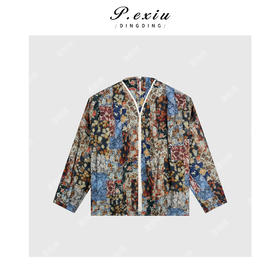 04-2潘依绣丁丁宠粉灯笼袖花拉链衬衣外套Q17152