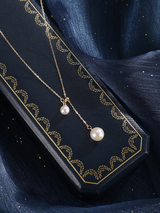 子佩集【时光浅度】银S925珍珠惜王妃套链【PC3780】5.5-8.5mm珠镀金吊球双珠2601 商品图4