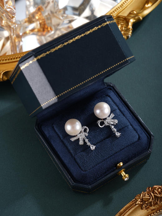 子佩集【纯白情结】银S925珍珠惜王妃耳钉【MLEH033】12mm珠蝴蝶结2601 商品图5