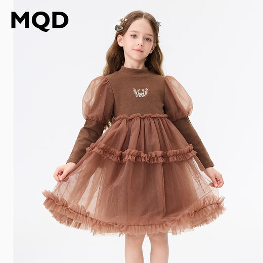 【秒2】【MQD】女童冬季复古蓬松舒适休闲长袖连衣裙 商品图0