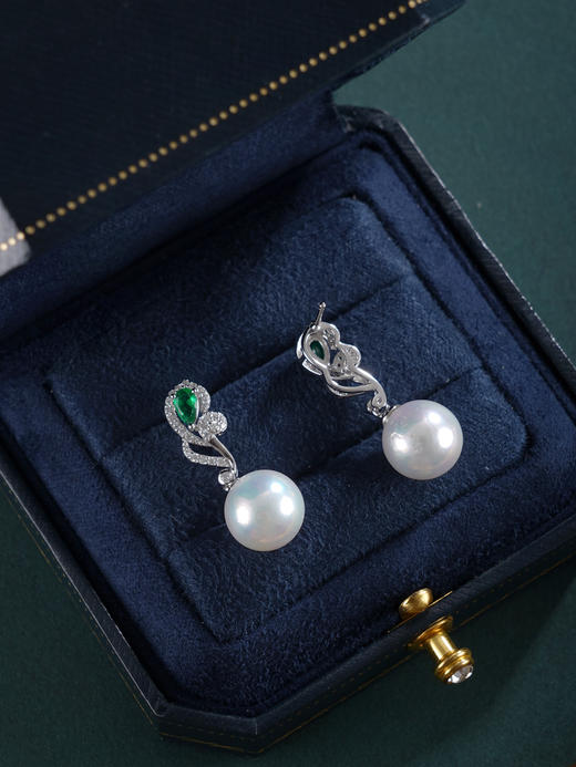 子佩集【灼华知遇】银S925珍珠惜王妃耳钉【E4407】10.5mm珠双色玫瑰花朵花株2601 商品图7