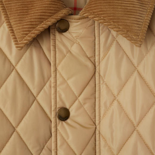 BURBERRY 巴宝莉 女士马术骑士标签短款绗缝尼龙夹克棉服 卡其色 8105098 C1544 商品图1