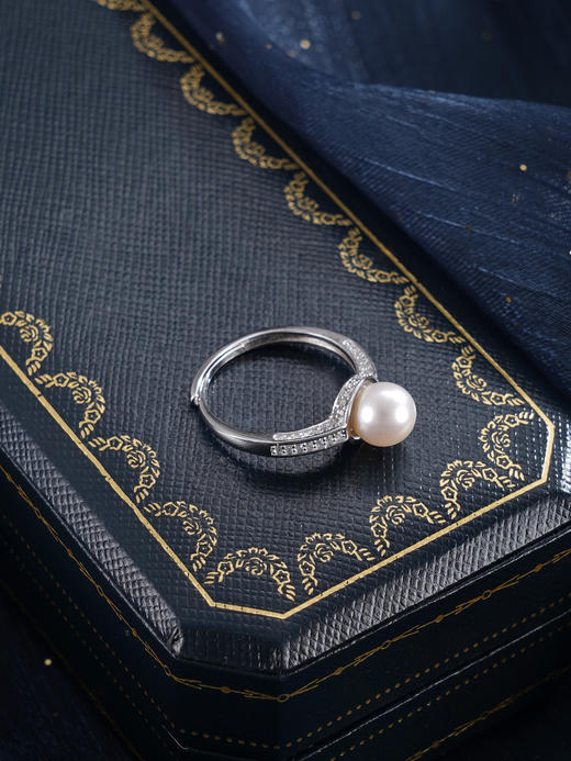 子佩集【银河静界】银S925珍珠惜王妃戒指【R2089】7mm珠双色一字2601 商品图7