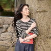 三彩2026春季新款条纹毛衣圆领毛衫开衫外套休闲简约S 商品缩略图2