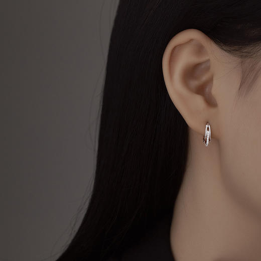 【都市女主】925纯银三环锆石耳圈耳环【BF-ES1673】 商品图1