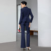 IWY/商务风藏青色西装套装女高端职业正装收腰微喇裤通勤工作服25CP916 商品缩略图3