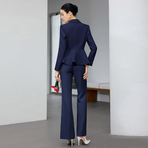 IWY/商务风藏青色西装套装女高端职业正装收腰微喇裤通勤工作服25CP916 商品图3