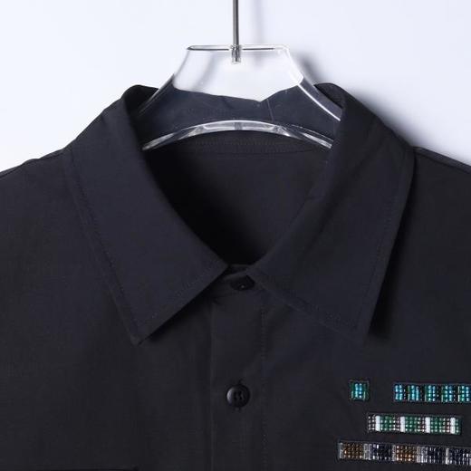 1618101SDSA男士秋冬新款痞帅男装韩版重工小珠子设计翻领长袖衬衫百搭潮 商品图2