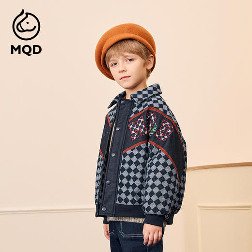【秒1】【MQD】男童冬季经典格纹加厚牛仔夹棉外套 商品图1
