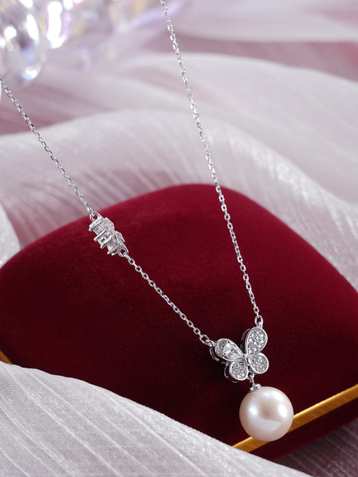 子佩集【花蝶之遇】银S925珍珠惜王妃套链【MLTL025】10mm珠蝴蝶五瓣花2601 商品图6