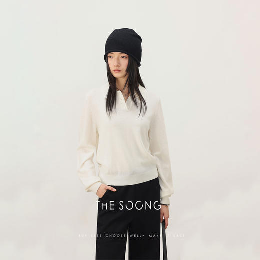 THESOONG"倍感松弛"新品绵羊毛细腻柔感亨利翻领毛衣7464 商品图2