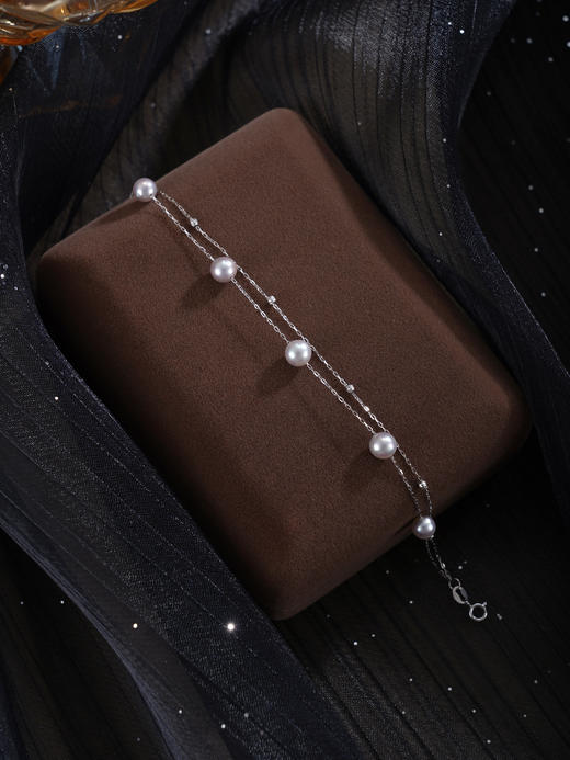 子佩集【星河光芒】G18K珍珠惜王妃手链【MLKJSL002】5mm珠灰珠多珠双层链2601 商品图4