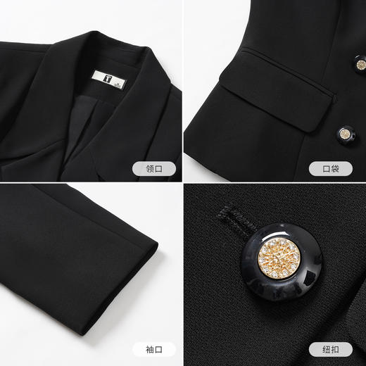 IWY/黑色双排扣西装套装女职业装通勤气质两件套ol风WCS102 商品图4