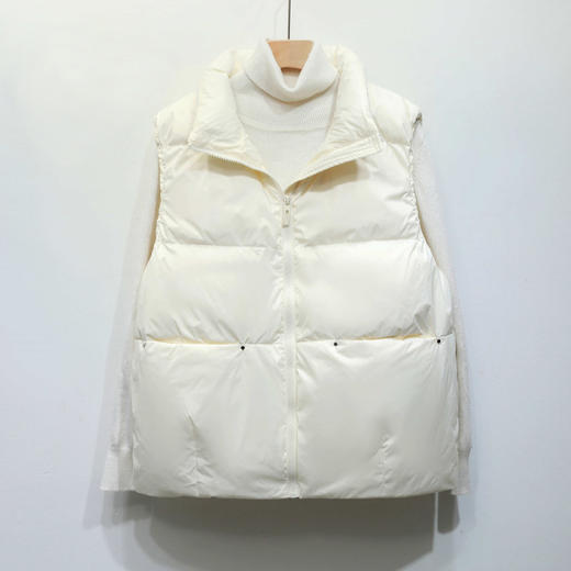 占姆士奥莱款「3款配色！」女式羽绒马甲 宽松韩版铆钉纯色立领马甲女背心女装羽绒服上衣 商品图0