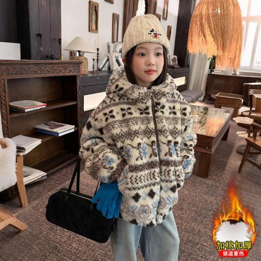 【柔软亲肤面料❗️时尚高级感】实加厚加密女童冬季加厚加棉毛毛衣费尔岛毛毛外套。jc 商品图1