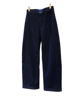 女款窄版立裁弯刀加绒牛仔裤长裤la002