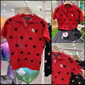 PG家新款女士针织短袖上衣来啦！🇰🇷球星同款，本季最新款，很青春活力💖洋溢的设计，还是一如既往充满细节的可爱!!穿上太有少女感了！面料是高支弹力纱线，柔软舒适又透气！