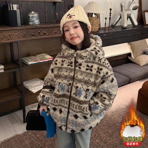 【柔软亲肤面料❗️时尚高级感】实加厚加密女童冬季加厚加棉毛毛衣费尔岛毛毛外套。jc 商品图0