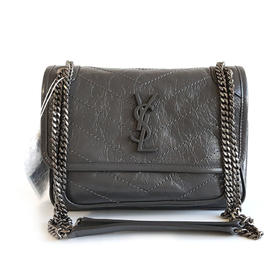 【闲置未使用】YSL圣罗兰NIKI 633160小号灰色D扣baby niki 链条包单肩斜挎包女士140126TJ03